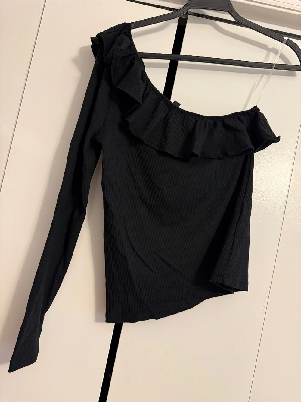 J. Crew One-Shoulder Ruffle Long-Sleeve Top, Medium